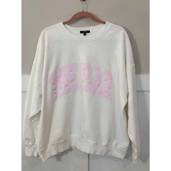 Women’s The Bar Varsity Sweatshirt XL White/Pink - Picture 4 of 9